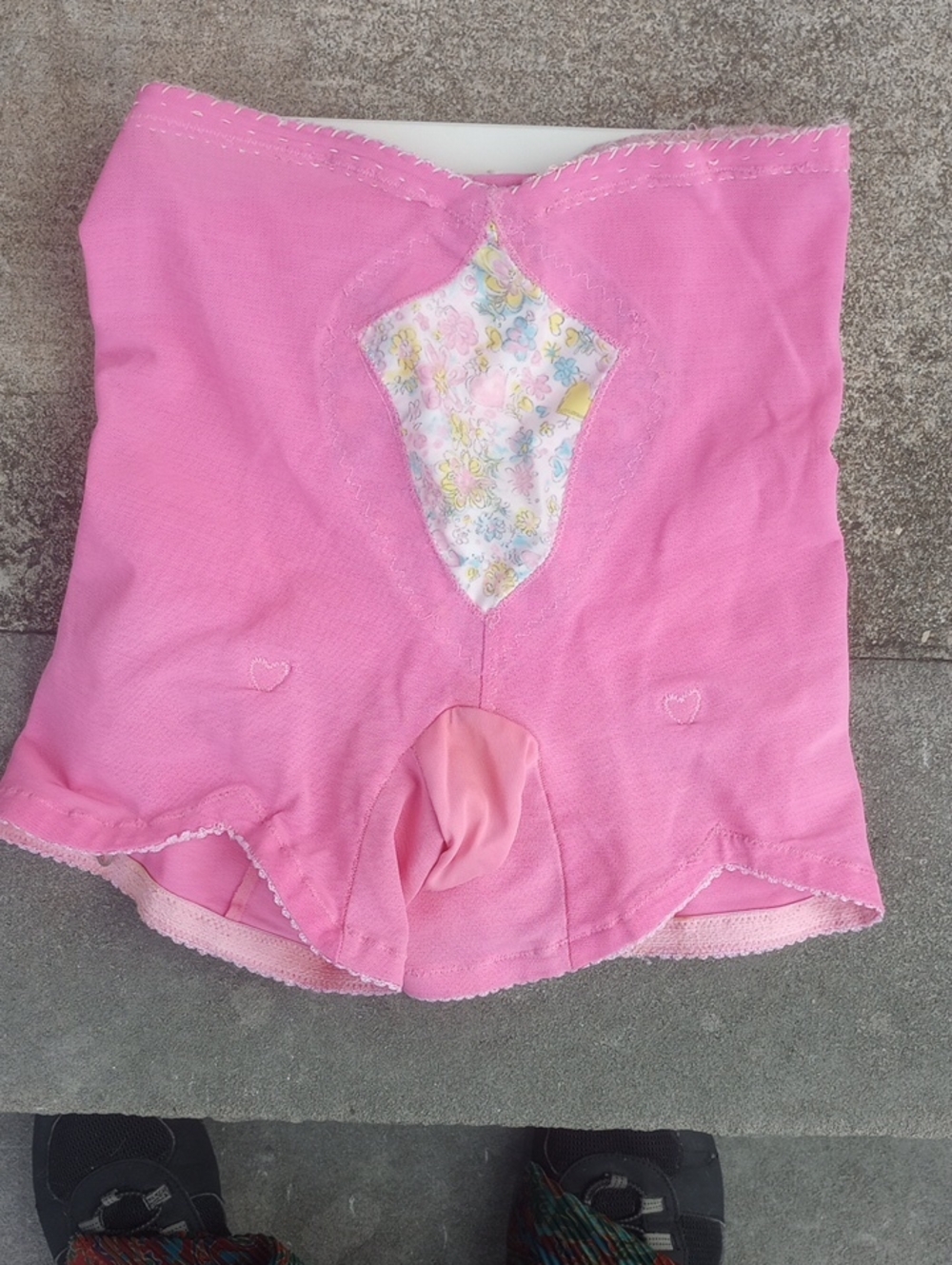 RARE Colorful Bright Pink Vintage Retro Floral Girdle w/ Garters, Medium?
